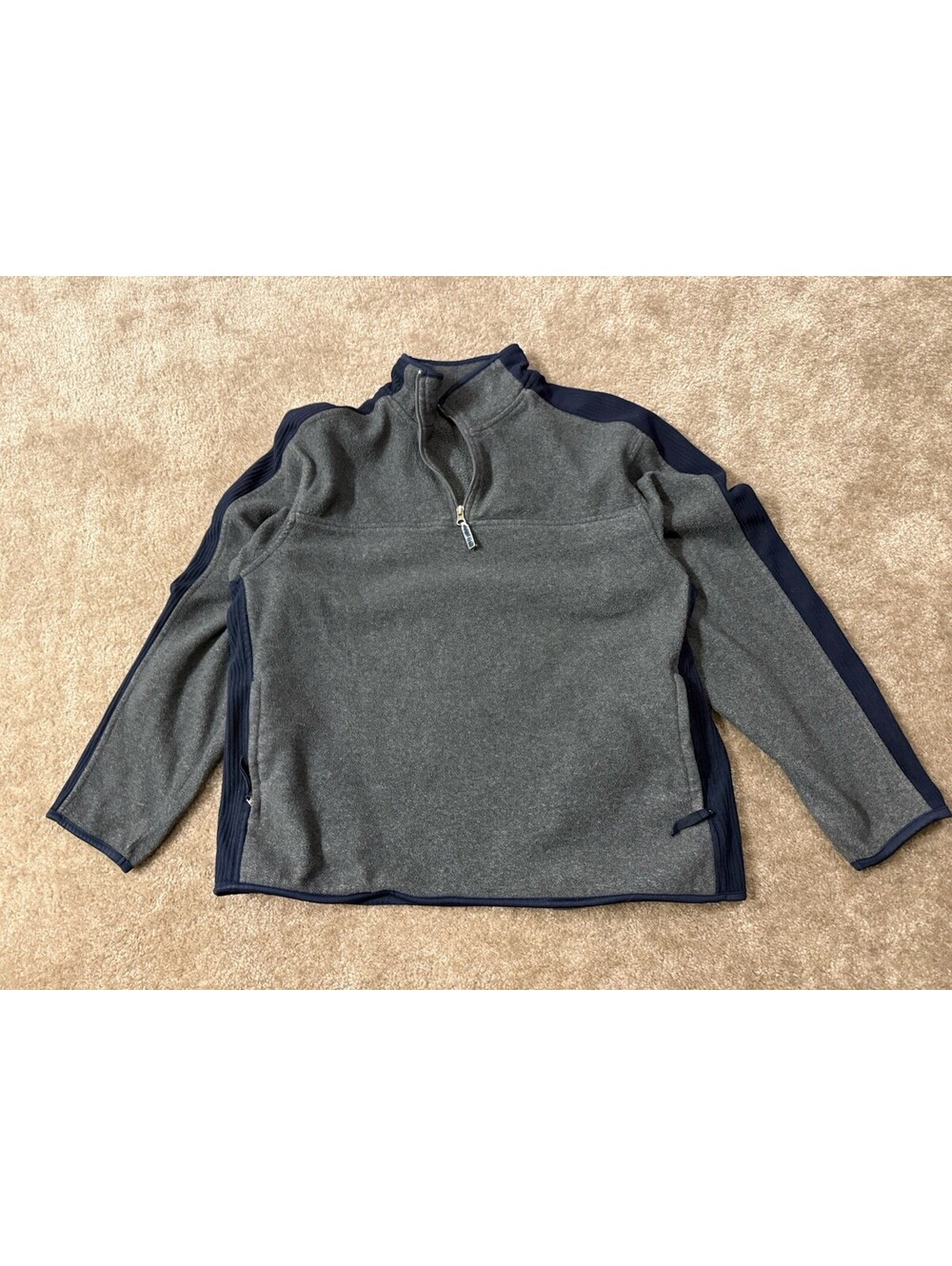 VTG ASHFORD SPORT MEN'S LARGE NAVY GRAY 1/4 ZIP PULLOVER SWEATER FLEECE JACKET